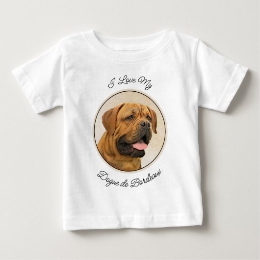 T-shirt Pour Bébé Dogue de Bordeaux Peinture - Cute Original Chien A (Devant)