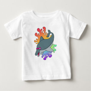T-shirt Pour Bébé Dolphin at Swimming with Swimming goggles
