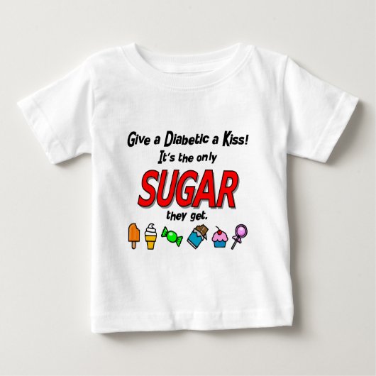 T-shirt Pour Bébé Donner un baiser diabétique (Devant)