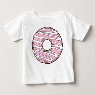 T-shirt Pour Bébé Donut rose, noix de muscade, glaçage, glaçage, giv