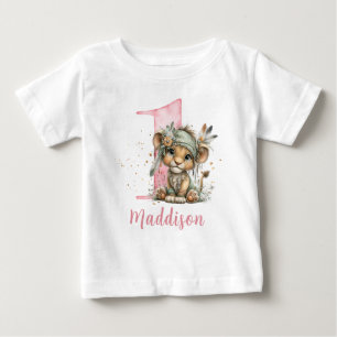 T-shirt Pour Bébé Douce Bébé Fille Lion Premier Anniversaire