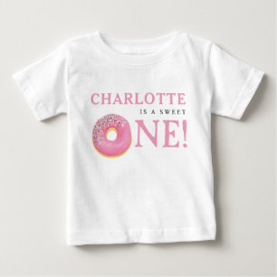 T-shirt Pour Bébé Douce Fête d'anniversaire Rose Donut 1ère Première