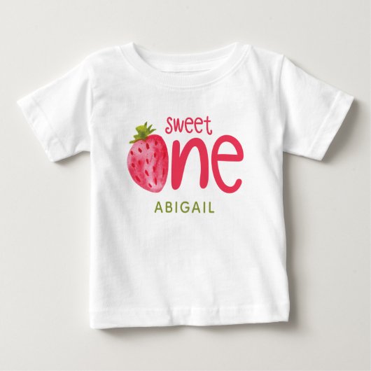 T-shirt Pour Bébé Douce personnalisée Une fraise 1er anniversaire (Devant)