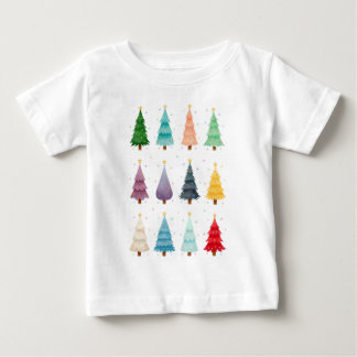 T-shirt Pour Bébé Douze Arbres de Noël : Impression Colorée de Vacan