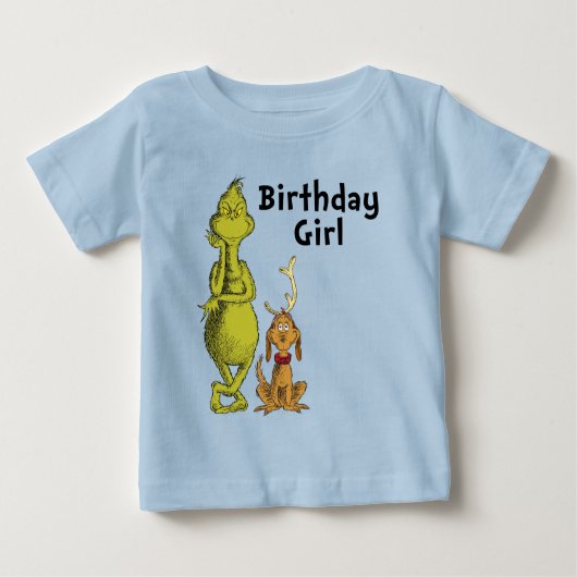 T-shirt Pour Bébé Dr. Seuss | Grinch Fille d'anniversaire d'hiver (Devant)