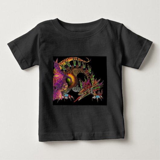 T-SHIRT POUR BÉBÉ DRAGO / DRAGON D'IMAGINAIRE EN VIOLET D'OR ET NOIR (Devant)