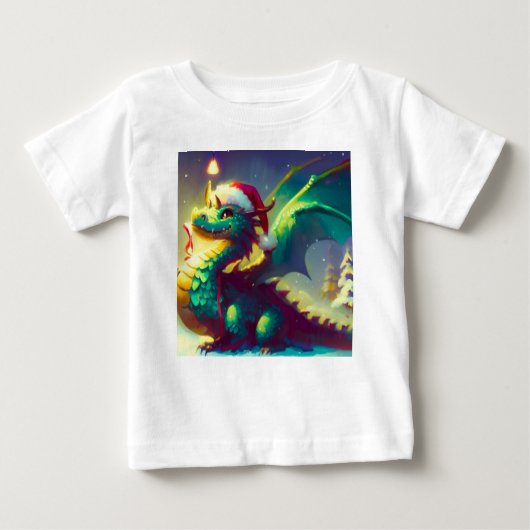 T-shirt Pour Bébé Dragon de Noël 3 (Devant)
