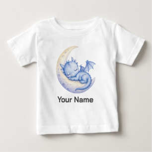 T-shirt Pour Bébé Dragon Lune Croissante Mignon Personnalisé