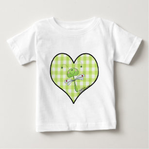 T-shirt Pour Bébé Dragon Voler dans en vichy coeur vert