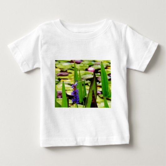 T-shirt Pour Bébé Dragonfly lotus and purple flower (Devant)