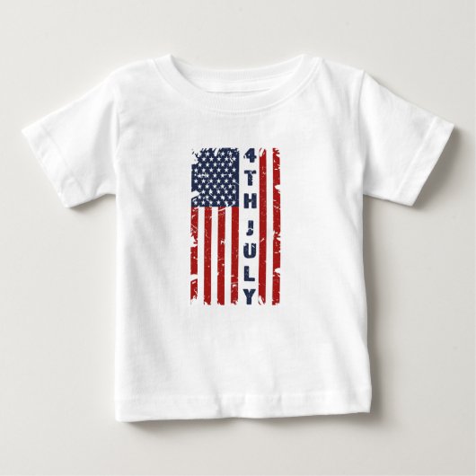 T-shirt Pour Bébé Drapeau américain 4 juillet et déchiré (Devant)