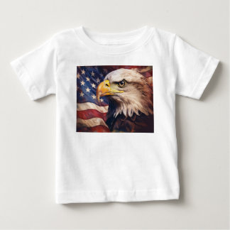 T-shirt Pour Bébé Drapeau américain avec tête d'aigle chauve