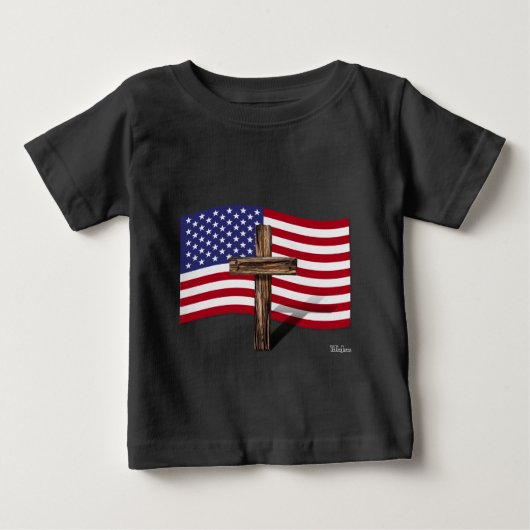 T-shirt Pour Bébé Drapeau américain et croix robuste (Devant)
