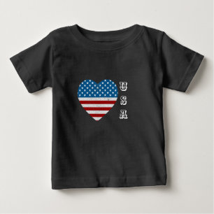 T-shirt Pour Bébé Drapeau américain patriotique étoiles de coeur Str
