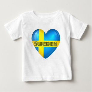 T-shirt Pour Bébé Drapeau cardiaque Suède