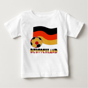 T-shirt Pour Bébé Drapeau d'Allemagne avec ballon de football bordur