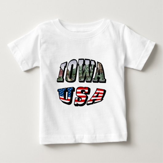 T-shirt Pour Bébé Drapeau de l'Iowa USA - Texte de la photo (Devant)