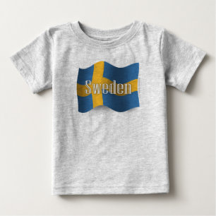 T-shirt Pour Bébé Drapeau de ondulation de la Suède