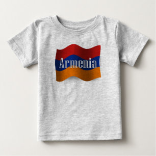T-shirt Pour Bébé Drapeau de ondulation de l'Arménie