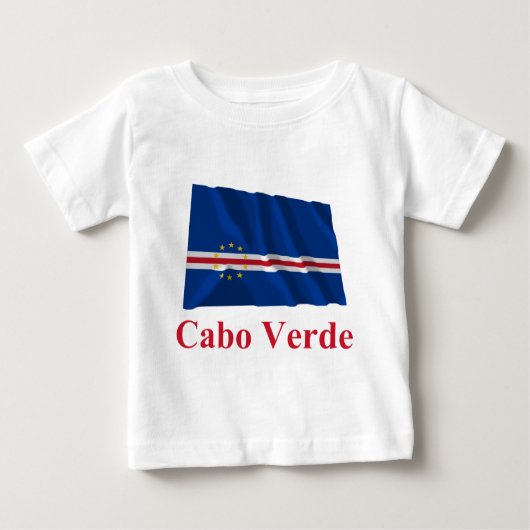 T-shirt Pour Bébé Drapeau de ondulation du Cap Vert avec le nom dans (Devant)