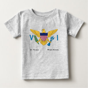 T-shirt Pour Bébé Drapeau des îles Vierges américaines Personnalis