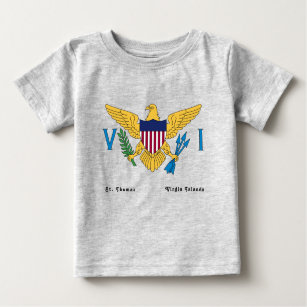 T-shirt Pour Bébé Drapeau des îles Vierges américaines Personnaliser