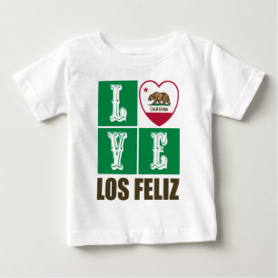 T-shirt Pour Bébé Drapeau d'État de Californie Coeur Los Feliz
