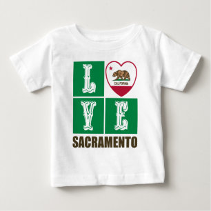 T-shirt Pour Bébé Drapeau d'État de Californie Coeur Sacramento