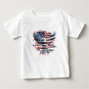 T-shirt Pour Bébé Drapeau et aigle des États-Unis. 4 juillet.