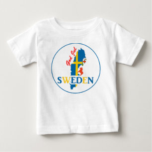 T-shirt Pour Bébé Drapeau et Dieu juillet de carte de la Suède