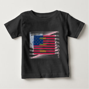 T-shirt Pour Bébé Drapeau USA "Home Sweet Home" Art Imprimer