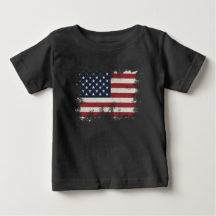 T-shirt Pour Bébé Drapeau vintage des États-Unis déprimé 4 juillet p