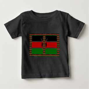 T-shirt Pour Bébé Drapeaux sans fil du Kenya Cadres frontaliers Art