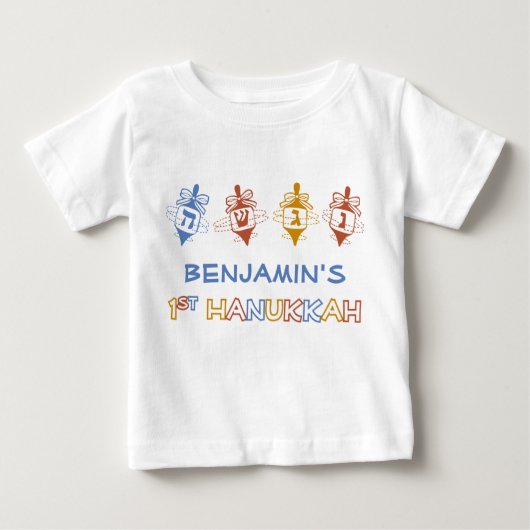 T-shirt Pour Bébé Dreidels ęr Hanoukka a personnalisé la pièce en t (Devant)