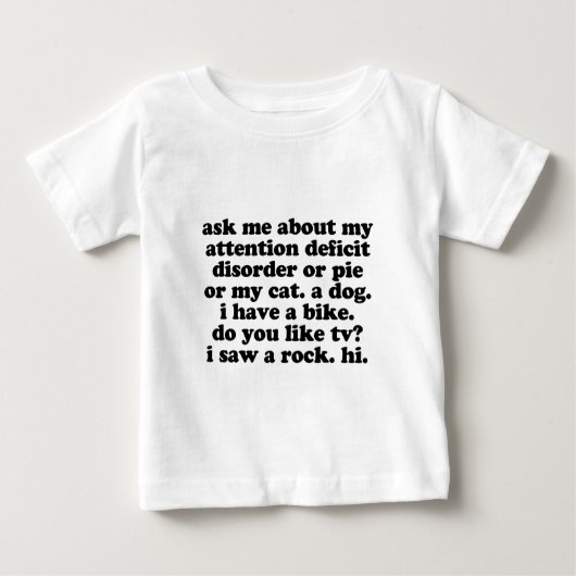 T-shirt Pour Bébé Drôle AJOUTEZ la citation de TDAH (Devant)