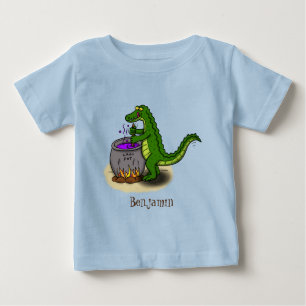 T-shirt Pour Bébé Drôle alligator vert cuisine dessin animé