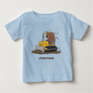 T-shirt Pour Bébé Drôle bulldozer de conduite de taureaux