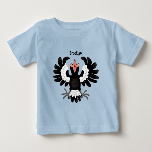 T-shirt Pour Bébé Drôle dessin animé de Magpie australienne (Devant)