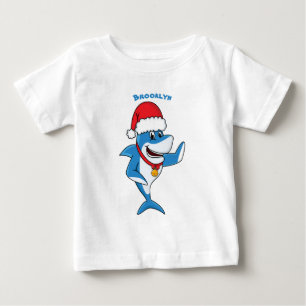 T-shirt Pour Bébé Drôle dessin animé de requin de Noël