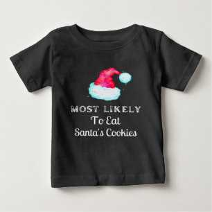 T-shirt Pour Bébé Drôle Le Plus Probable À Père Noël Cookies