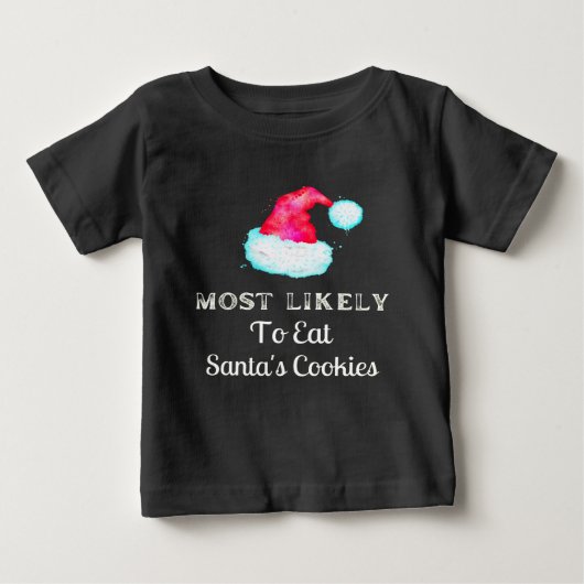 T-shirt Pour Bébé Drôle Le Plus Probable À Père Noël Cookies (Devant)
