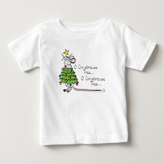 T-shirt Pour Bébé Drôle Noël mignon Souris Arbre Cartoon (Devant)