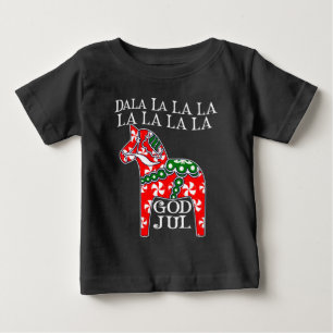 T-shirt Pour Bébé Drôle Noël suédois Dieu Jul Dala Horse Dalahos