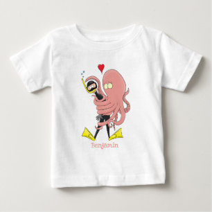T-shirt Pour Bébé Drôle pieuvre embrasse plongeur dessin animé humou