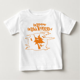 T-shirt Pour Bébé Drôle Sorcière Broomstick Monde Halloween Typograp