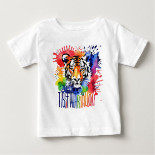 T-shirt Pour Bébé Drôle tigre coloré à l'aquarelle