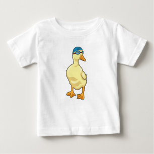 T-shirt Pour Bébé Duck at Swimming with Swimming goggles