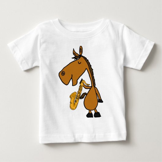 T-shirt Pour Bébé DY - Cheval Cool et Chemise Saxophone (Devant)