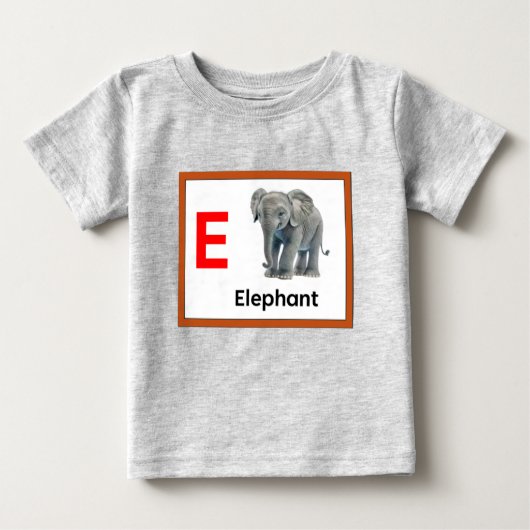 T-shirt Pour Bébé E est pour Elephant (Devant)