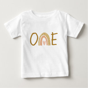 T-shirt Pour Bébé Earthy Rainbow 1er anniversaire fille T-shirt bébé